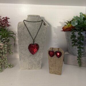 Park Lane "Betsy" Necklace and Earring Set – Retired Red Heart Statement Jewelry